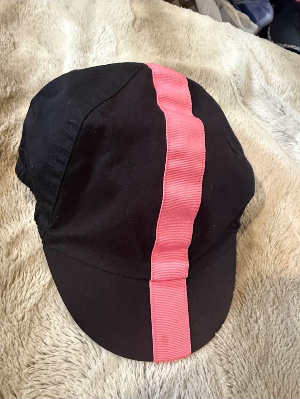 Rapha Black Cycling Cap with Pink Center Stripe